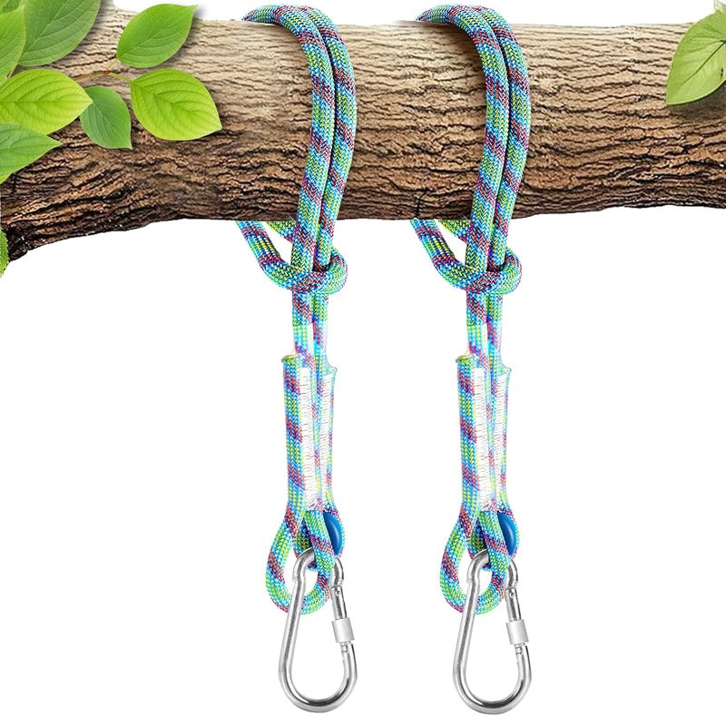 Werfeito Tree Swing Ropes (Set of 2), 3FT/5FT/10FT/15FT/20FT, Tree Swing Straps Hanging Kit Holds 4400 lbs, Heavy Duty Carabiners for All Swing Hammock Playground Set Accessories (3 FT) - Image 1